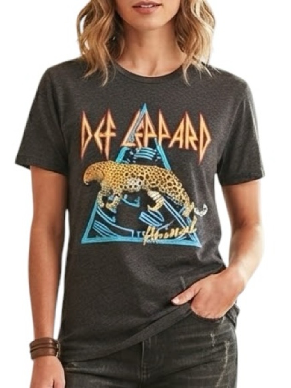 DEF LEPPARD Indie Sleaze Animal Album Graphic Band Tee Faded Charcoal Grey M